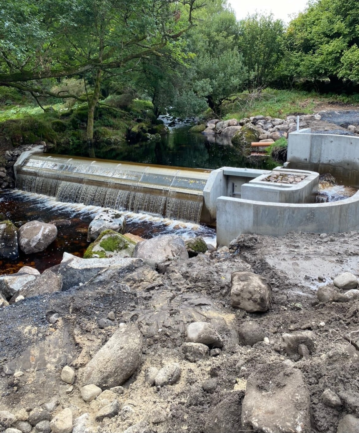River weir concrete water management structure